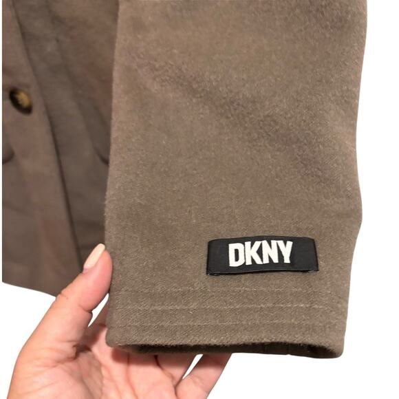 DKNY Womens Wool Blend Peacoat Trench Coat Brown/Green Size Medium - Picture 3 of 14